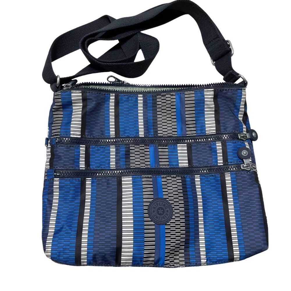 Kipling Navy, Royal Blue and White Striped Crossbody Bag